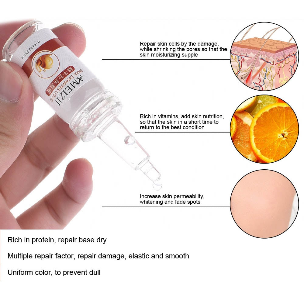 10ml透明質酸面部精華保濕抗衰老蝸牛精華毛孔最小化粉刺治療血清面部護膚