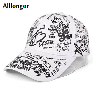 塗鴉棒球帽女士男士2020夏季字母印花Snapback Gorras Para Hombre Casquette Femme Hip Hop女士帽子黑色