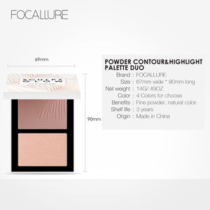 FOCALLURE雙頭3D Bronzer熒光筆，用于面部化妝棒霜質地輪廓iluminador化妝熒光筆Bronzer